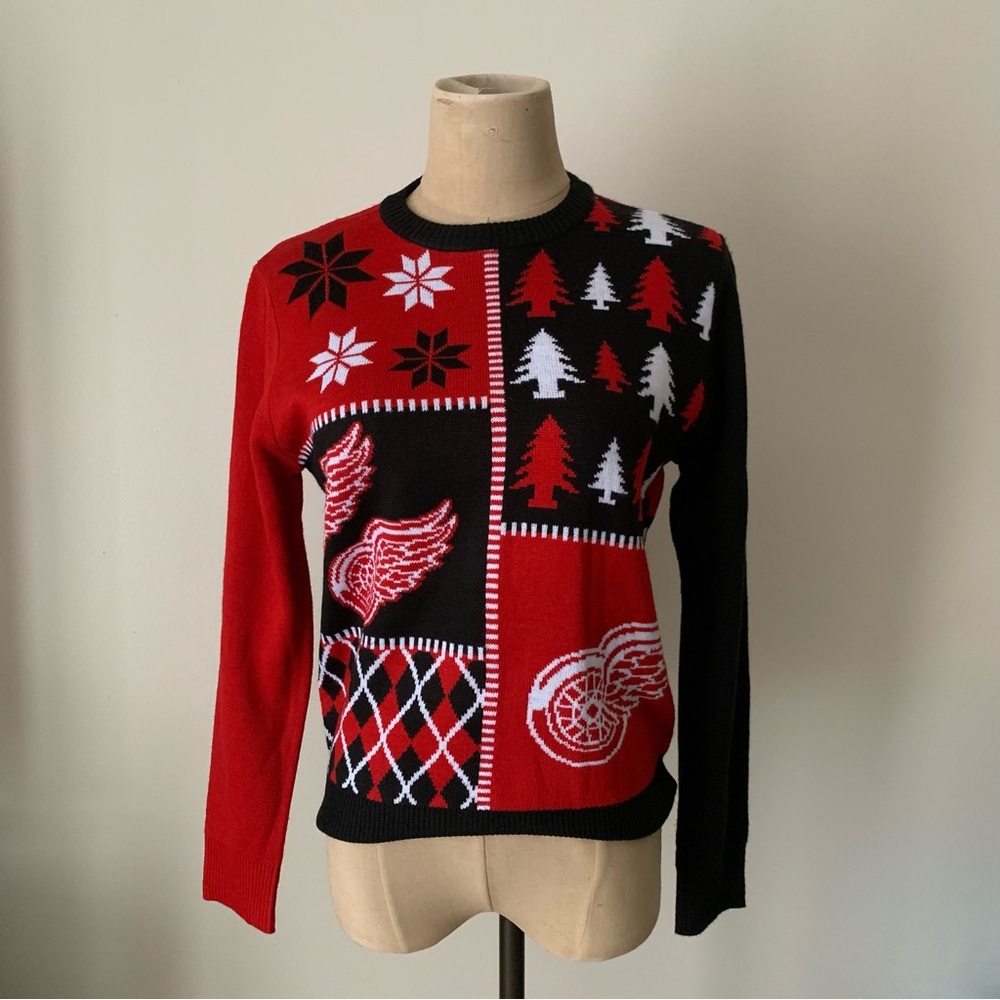NHL Detroit Red Wings Klew Patches Ugly Holiday Sweater